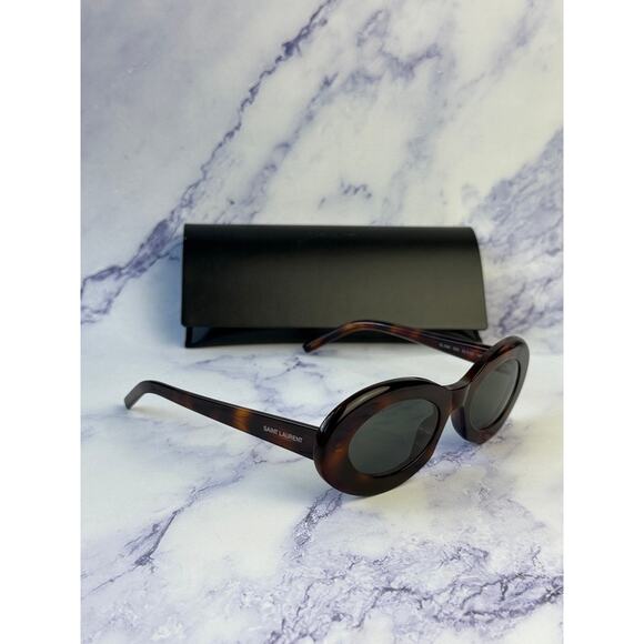 NEW Saint Laurent SL594 Oval Sunglasses in Havana Brown main image 8